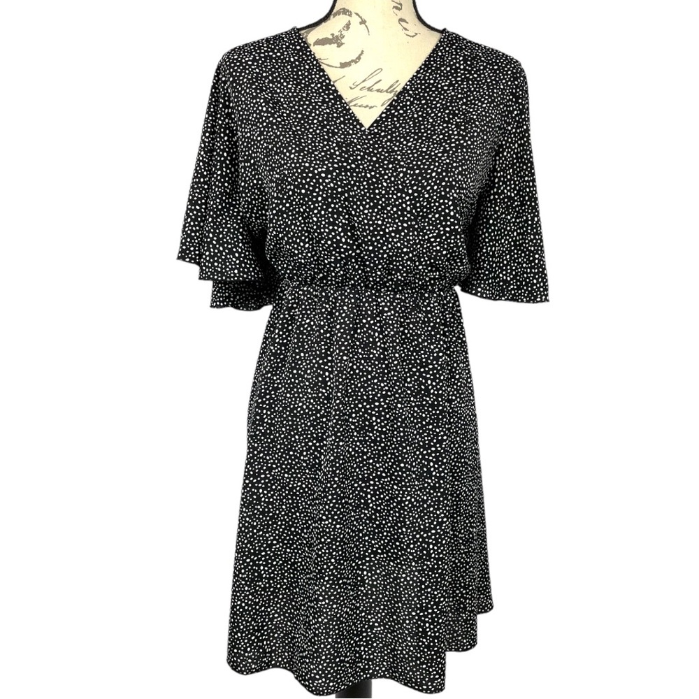 Shein Womens Black & White Spotted Short Sleeve Dress